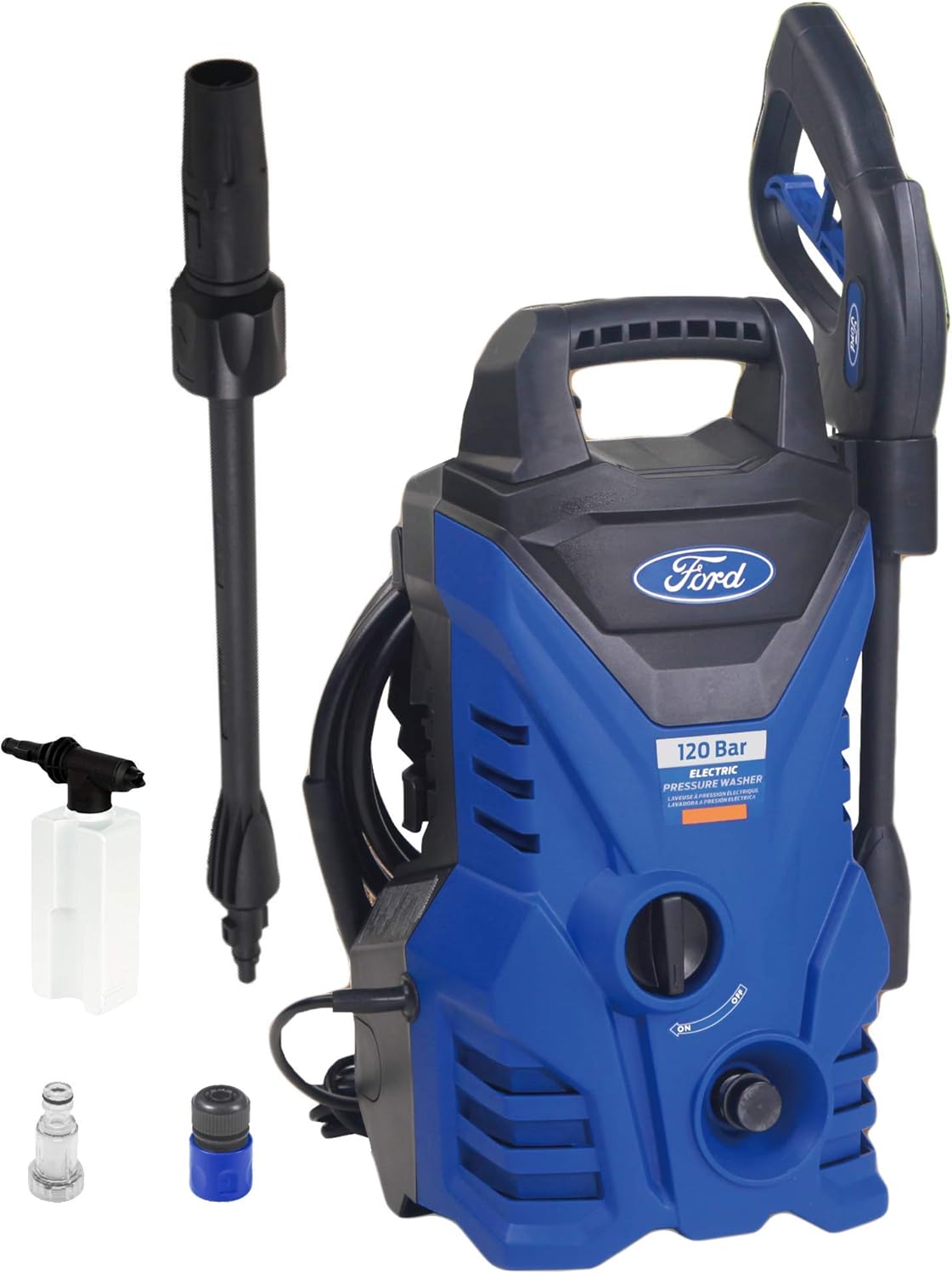 Ford 120 Bar Electric Pressure Washer With 5 Meter Hose & Soap Dispenser, Compact Design 1500 Watt Pressure Washer, Pressure Washer For Car, Home & Garden, Blue, F2.1