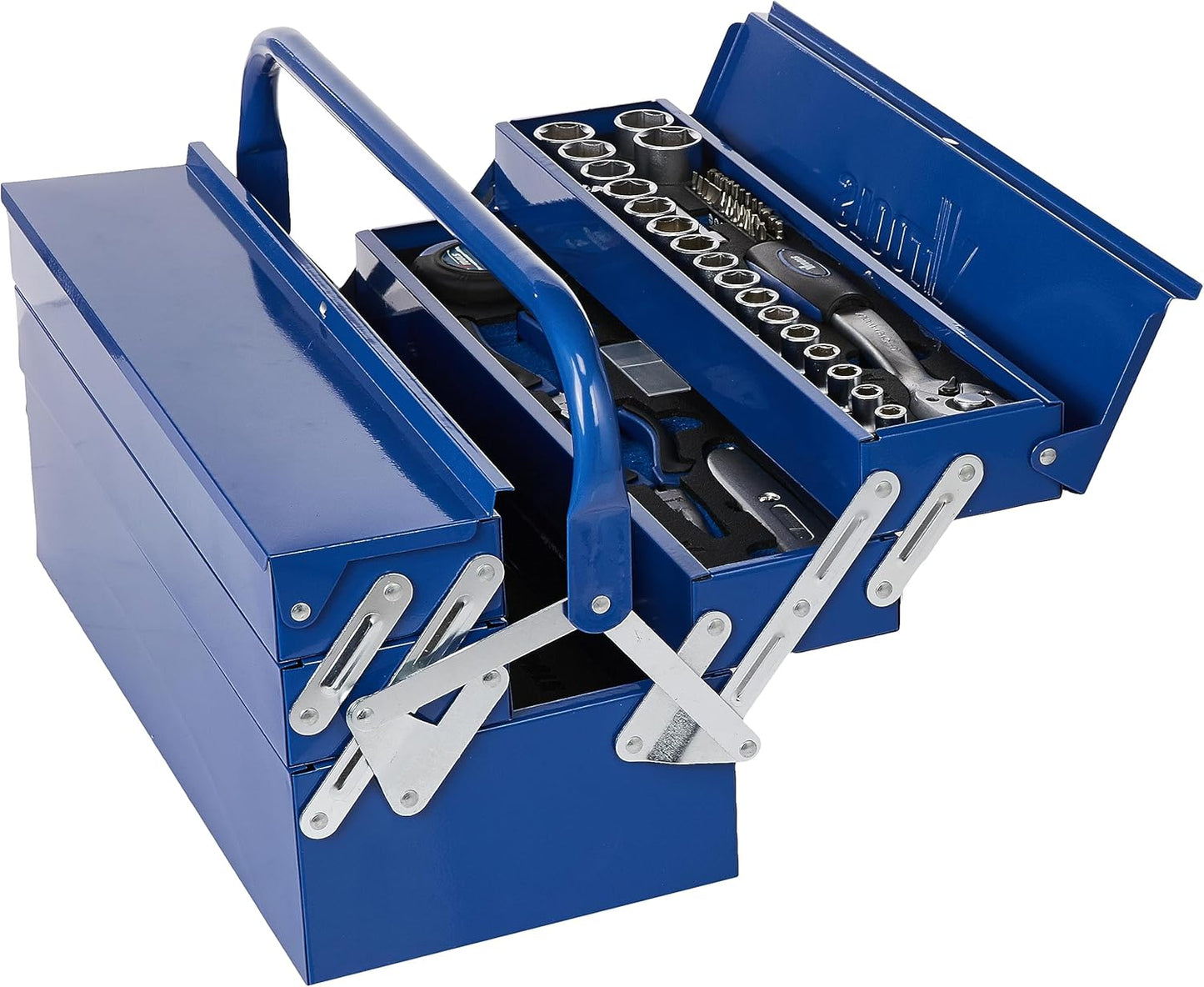 VTOOLS VT2194 Multi-Purpose 104 Pcs Tool Kit in Folding Tool Box, 3 Layer & 5 Tray Tool Organizer Box