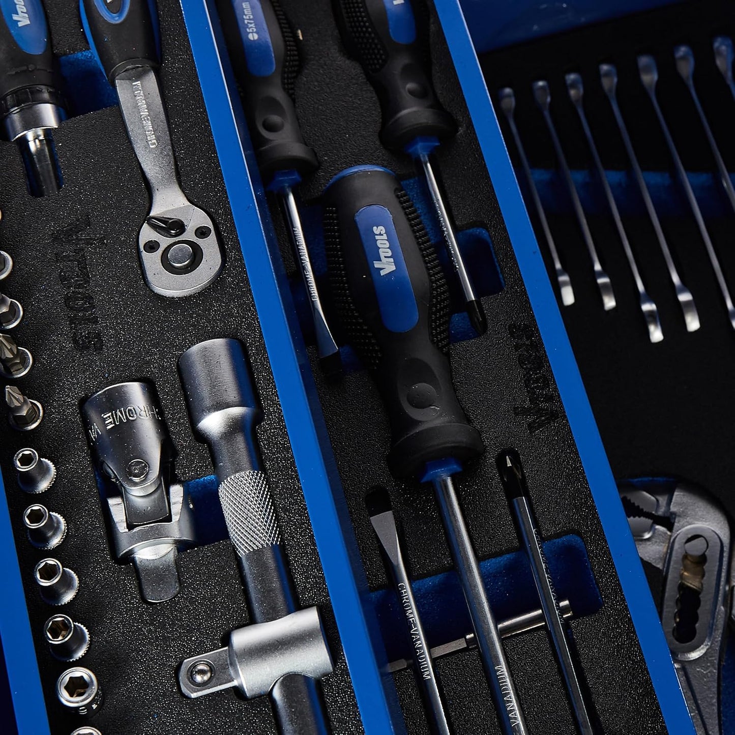 VTOOLS VT2194 Multi-Purpose 104 Pcs Tool Kit in Folding Tool Box, 3 Layer & 5 Tray Tool Organizer Box