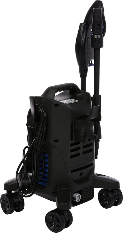 Ford 135 bar 1650 watt compact follow-me electric pressure washer,5 meter hose & soap dispenser, auto stop system, four quick-lock wheels, pressure washer for car, home & garden, f4.1- Blue